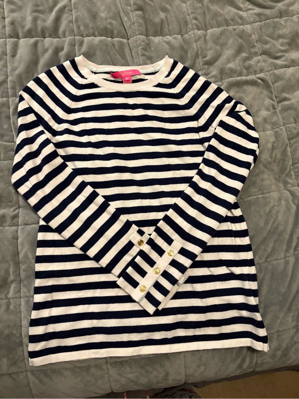 Lilly Pulitzer Pink and Navy Striped Sweater